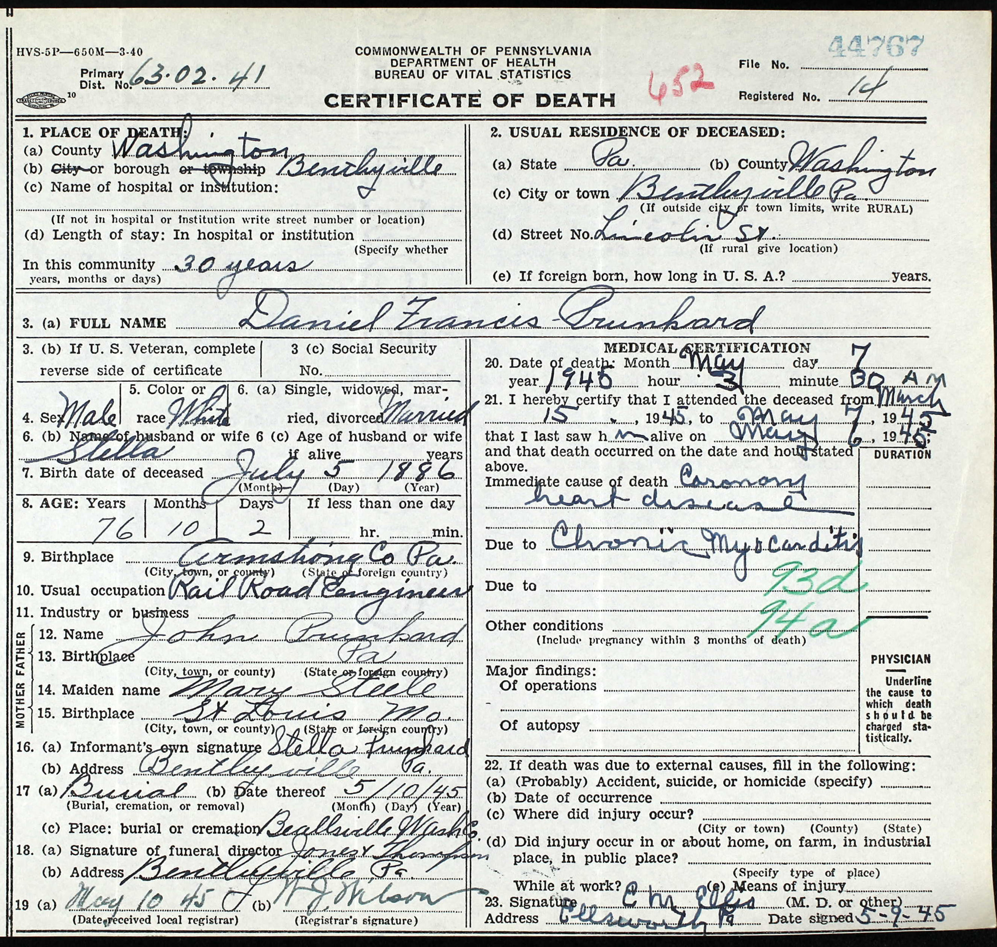 death certificate